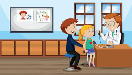 A girl check up with doctor