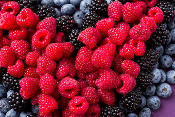raspberries, blackberries and blueberries, summer berries close-up