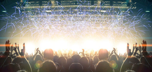 Concert crowd clapping a band performance