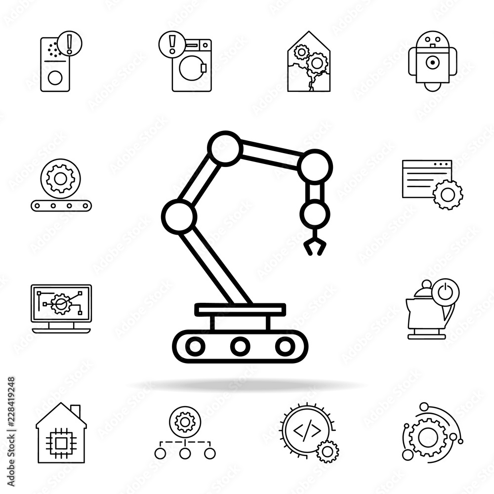 Aufkleber robot in production icon. automation icons universal set for web and mobile