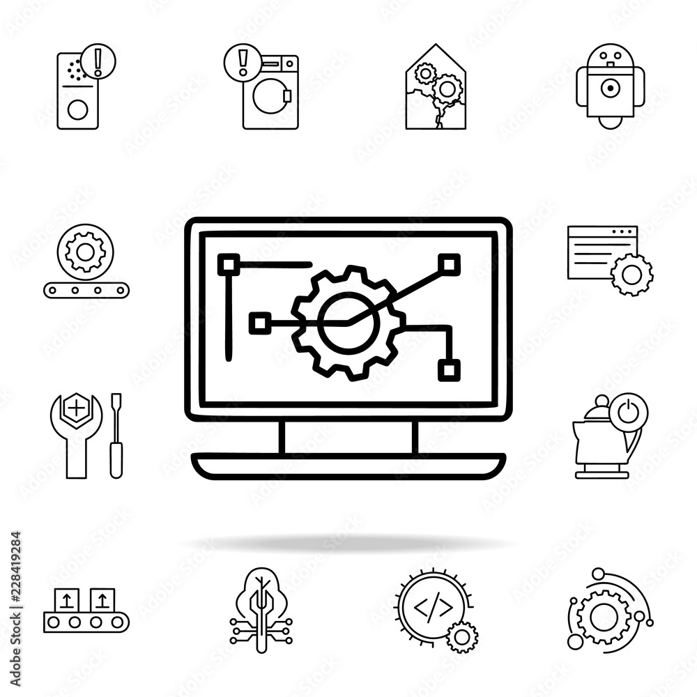 Aufkleber computer automation icon. automation icons universal set for web and mobile