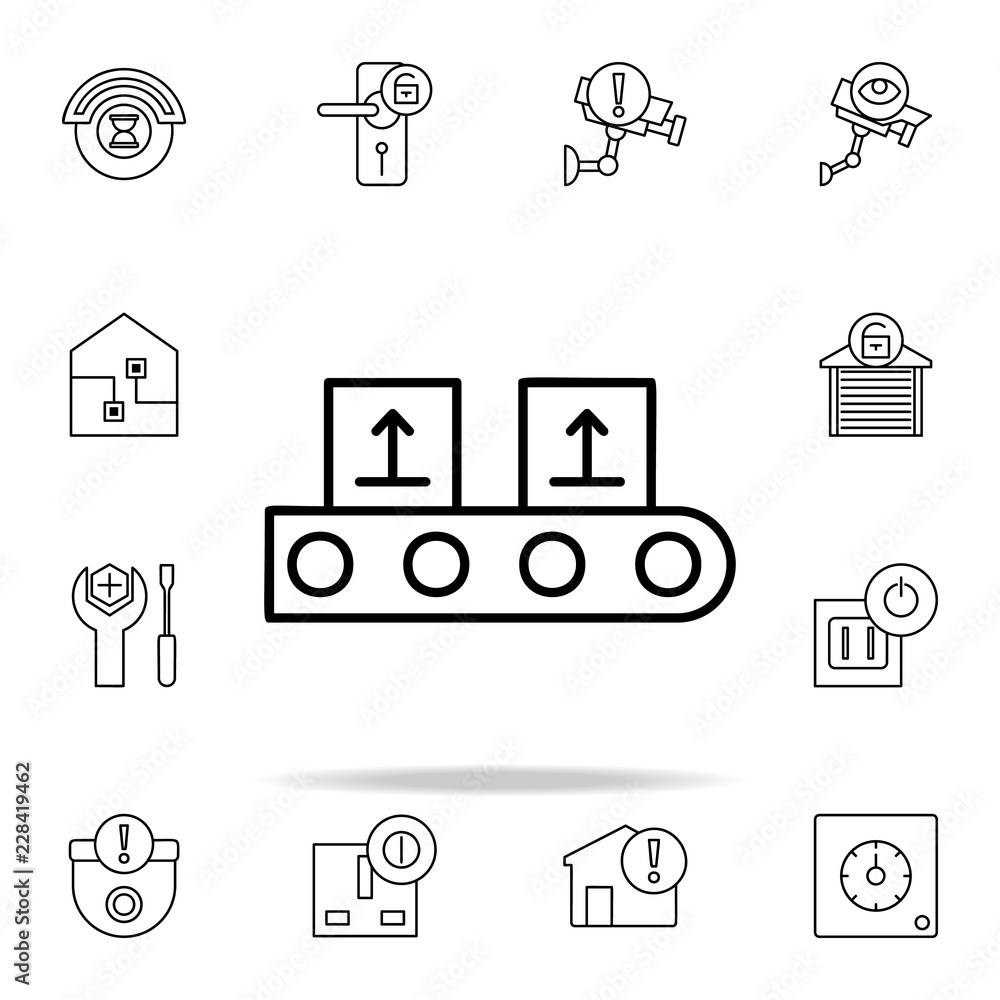 Aufkleber packing production line icon. automation icons universal set for web and mobile