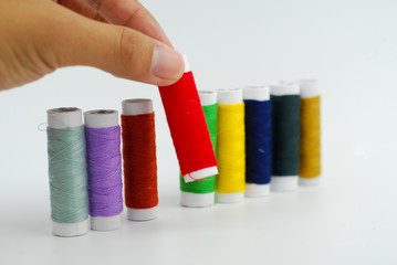 spools of thread isolated on white background