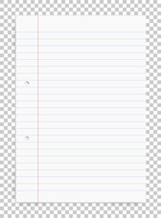 White A4 paper sheet isolated on white background with soft shadow and transparent background. Vector.