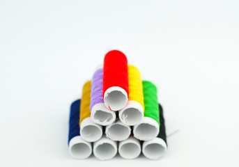 spools of thread isolated on white background