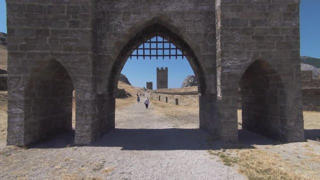 A Historic Portcullis at the Genoese Fortress in Sudak, Crimea