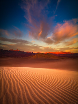 Death Valley Sand Dune At Dusk