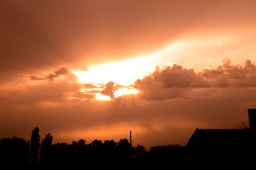 Sunset between the clouds