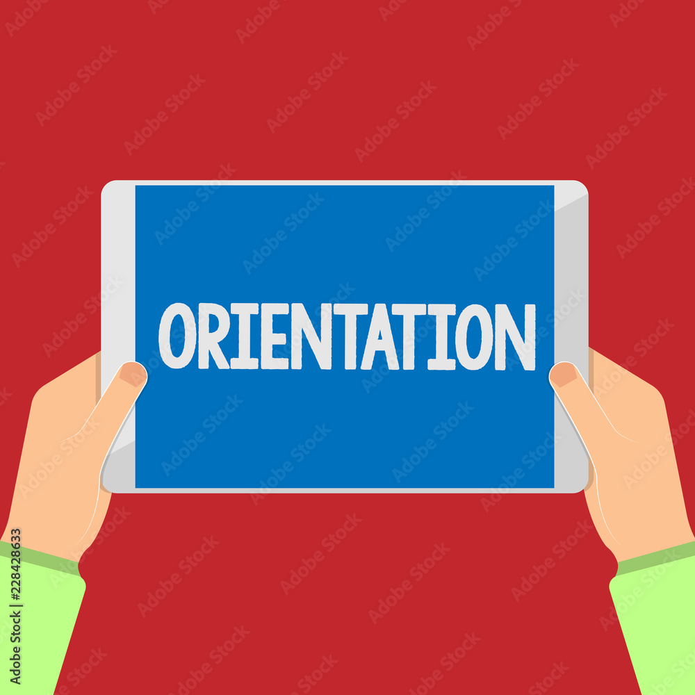 Poster writing note showing orientation. business photo showcasing particular things that a demonstrating p