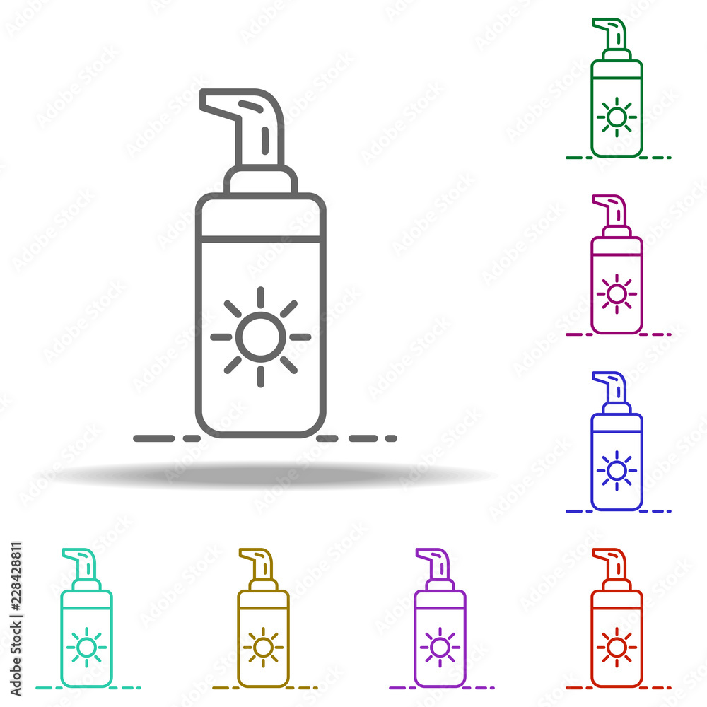 Poster sunscreen icon. elements of beauty, make up, cosmetics in multi color style icons. simple icon for w