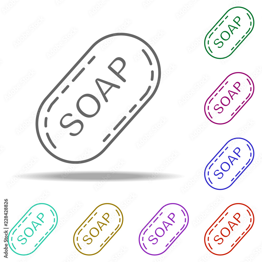 Poster soap icon. elements of beauty, make up, cosmetics in multi color style icons. simple icon for websit