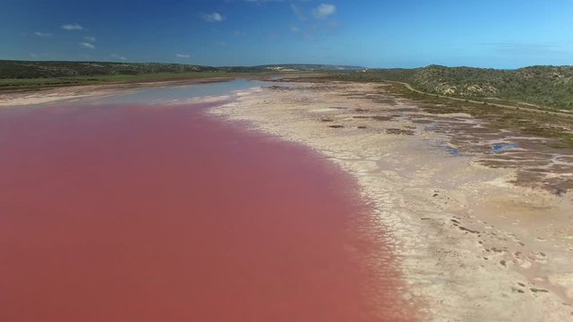 Aerial view of Pink Salt Lake, Australia