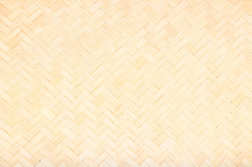 Brown Mat Traditional handicraft bamboo weave texture background. Wicker surface pattern material for wall with antique cracking furniture painted weathered white vintage peeling wallpaper or board.