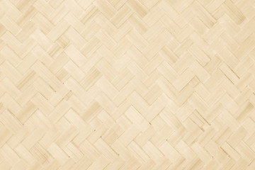 Brown Mat Traditional handicraft bamboo weave texture background. Wicker surface pattern material for wall with antique cracking furniture painted weathered white vintage peeling wallpaper or board.
