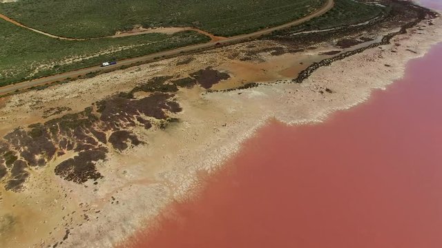 Aerial view of Pink Salt Lake, Australia