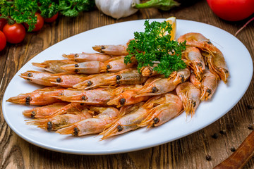 boiled shrimp on plate