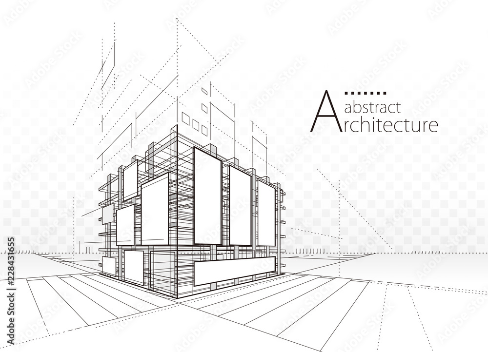 Poster architecture building construction perspective urban abstract background.