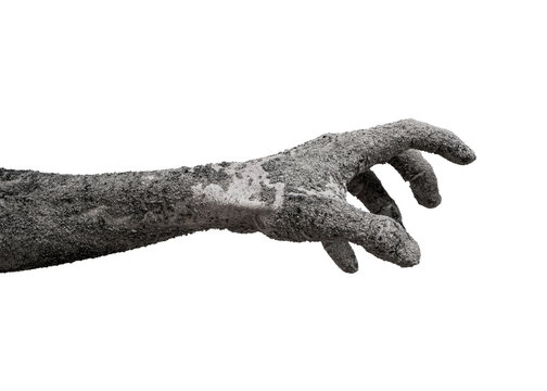 Monster Zombie Hand Cinder Isolated On White.