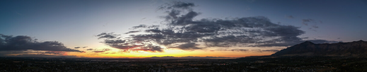 Fototapeta na wymiar Sunset panorama over North Ogden, Utah