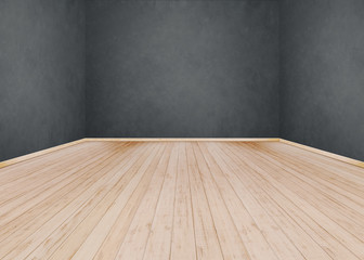 Gray cement wall with Wooden floor