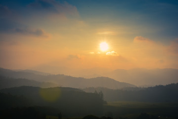 Morning Sunrise Over Mountain