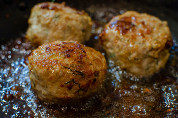 fried meatballs in a pan