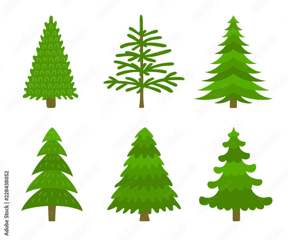 Wall mural Christmas tree icon set.