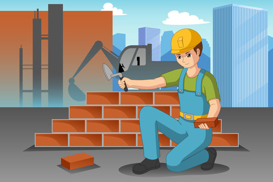 Working Construction Worker Illustration