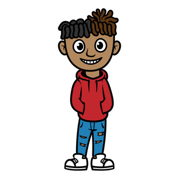 Cartoon Kid With Braided Hair