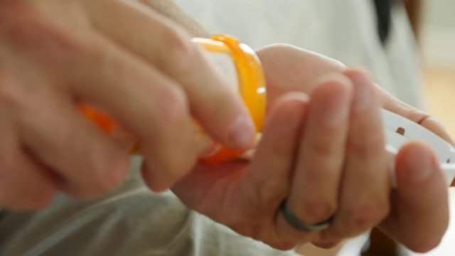 A dolly of a man about to overdose on prescription drugs
