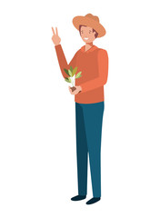 young man with plant avatar character