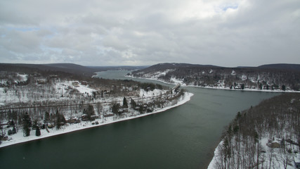 Obraz premium Aerial of Snowy Lake
