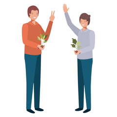 men gardeners smiling avatar character