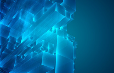 Fototapeta premium vector abstract 3d crystal. a view of the roofs of the city, a large chaotic set of glass pendants.