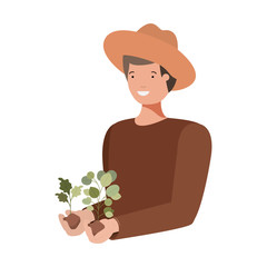 young man with plant avatar character