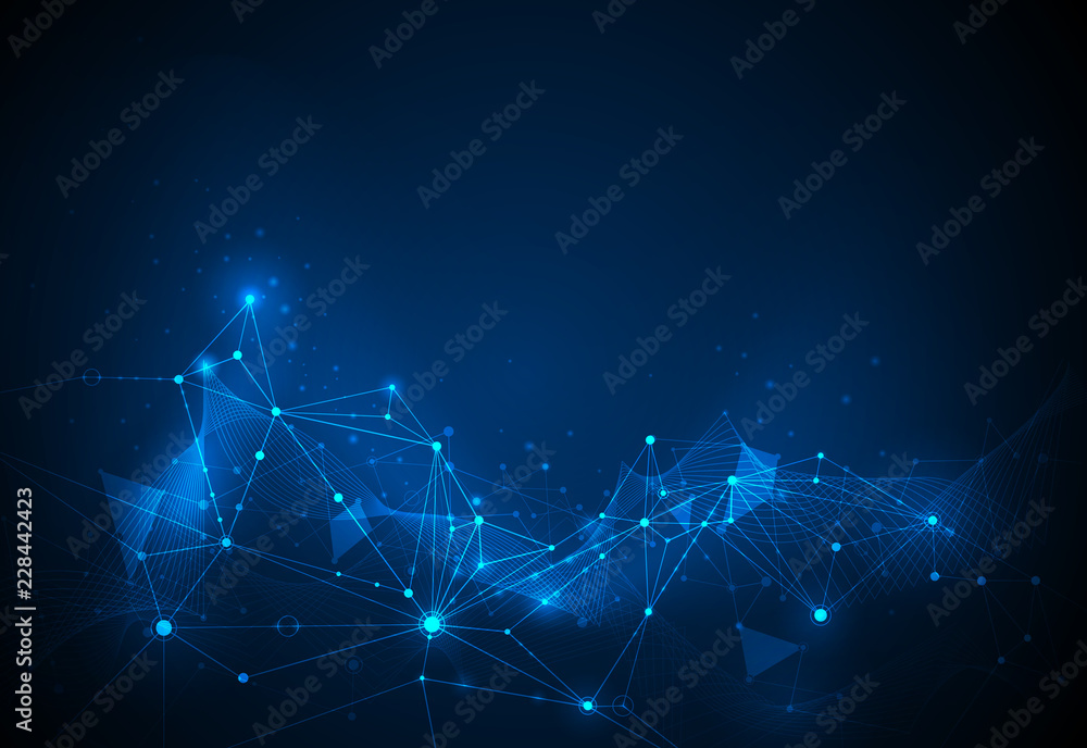 Aufkleber vector illustration technology on blue background. abstract internet network connection design for w