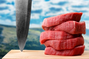 Filet mignon steaks and knife
