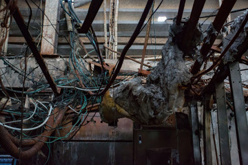 Interior of a factory damaged by fire / Damage caused by fire - Burnt interior
