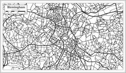 Birmingham UK City Map in Retro Style. Outline Map.