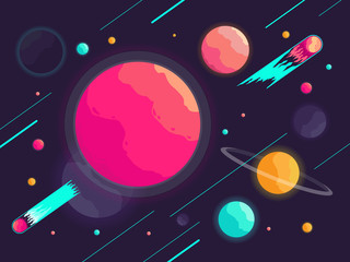 Obraz premium galaxy with beautiful planets background