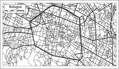 Bologna Italy City Map in Retro Style. Outline Map.