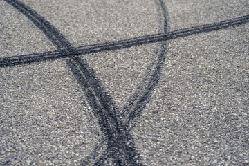 Tire tracks on asphalt