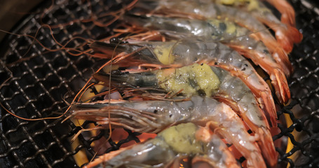 Grill shrimp in Japanese restaurant