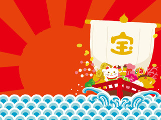 正月イラスト　宝船