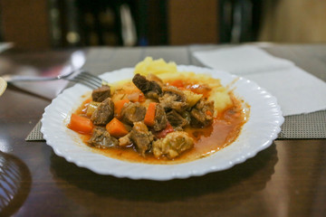 Mashed potatoes and goulash