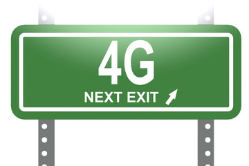 4G word with green sign board