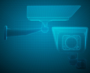 set of vector images. CCTV camera