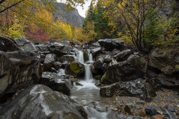 Waterfall cascading on rocks in Colorado 
