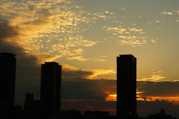 大阪梅田の夕焼け