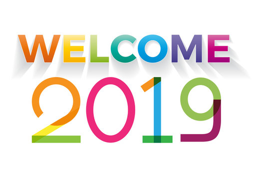 Welcome 2019 Happy New Year, Background Greetings Card Design Element